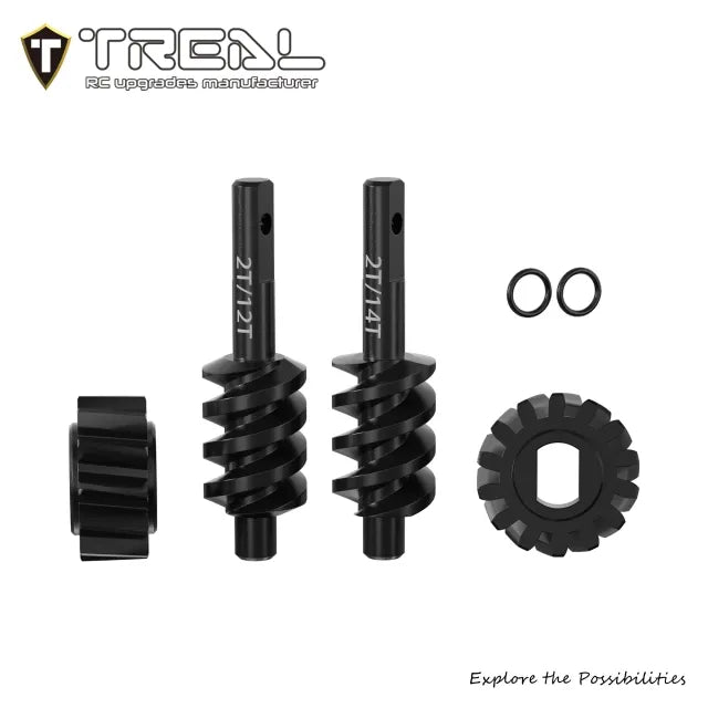 TREAL Harden Steel 2/12T & 2/14T Axle Overdrive Worm Gear Set for 1/30 Axial SCX30