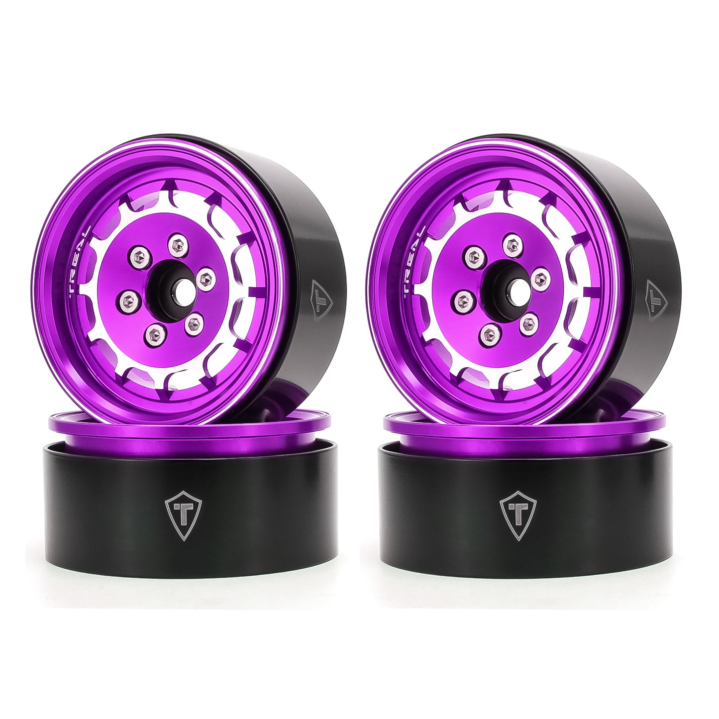 TREAL 1.9" Beadlock Wheel Rims (4pcs) for 1:10 RC Crawler Axial SCX10 III SCX10 II TRX-4 RC Car -Type M (DD)
