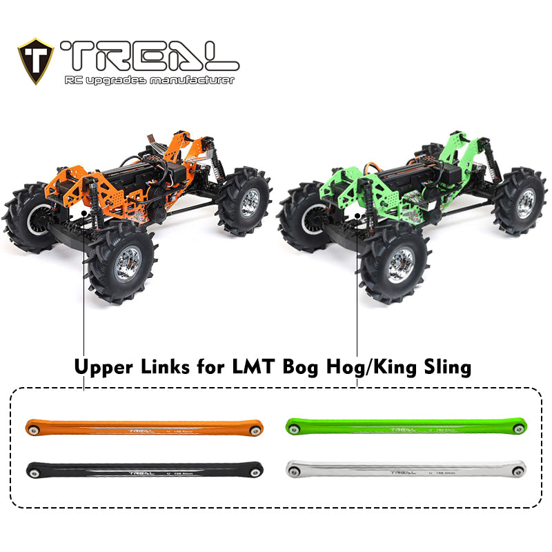 TREAL Aluminum 7075 Upper 4-Link Bar Set, 158.5mm for Losi LMT 4WD Solid Axle Mega Truck Bog Hog/King Sling