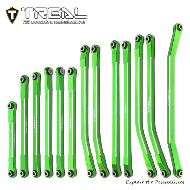 TREAL SCX10 PRO Links Set Aluminum 7075 CNC Machined Lower Upper Steering Linkages (13pcs) Upgrades Parts