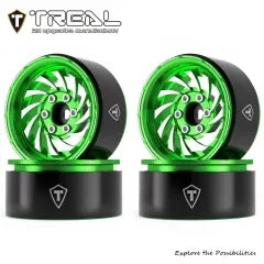 TREAL 1.9 Beadlock Wheels - Cyclone Style CNC Machined Aluminum Rims (4-Pack)  for 1/10 RC Crawlers e.g. TRX4, SCX10 III, and Ascent