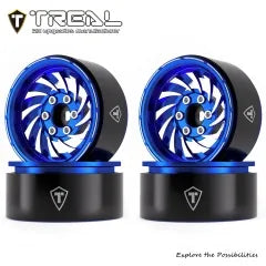 TREAL 1.9 Beadlock Wheels - Cyclone Style CNC Machined Aluminum Rims (4-Pack)  for 1/10 RC Crawlers e.g. TRX4, SCX10 III, and Ascent