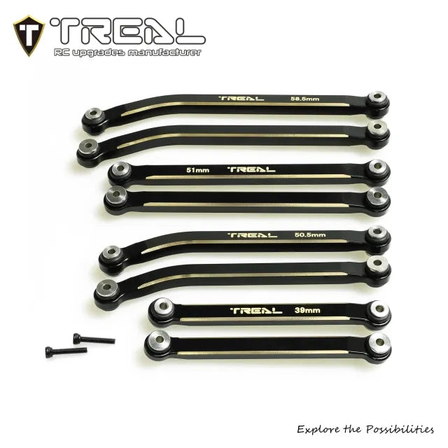 TREAL Brass High Clearance Links(8P) Heavy Weight 37g Chassis Linkages for SCX24 C10 JLU Bronco 4Runner Axial 1/24 RC Crawler Car