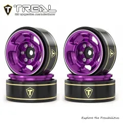 TREAL 1.0 Aluminum Beadlock Wheels Five Spoke Classic Wheel Rims Set (4P) for 1/24 RC SCX24 FCX24 TRX4M-Type G