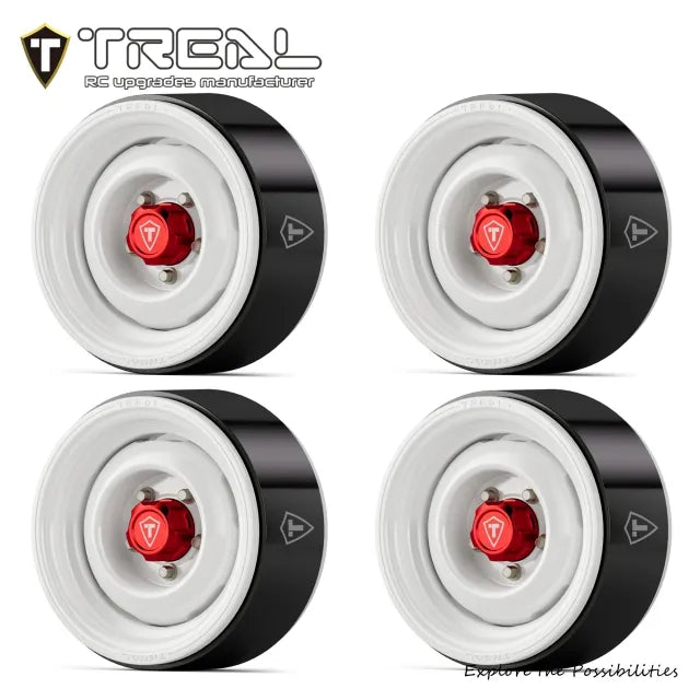 TREAL 1.9" CNC Machined Retro-Style Vintage Wagon Beadlock Wheels for 1:10 Scale RC Crawlers-VTE20