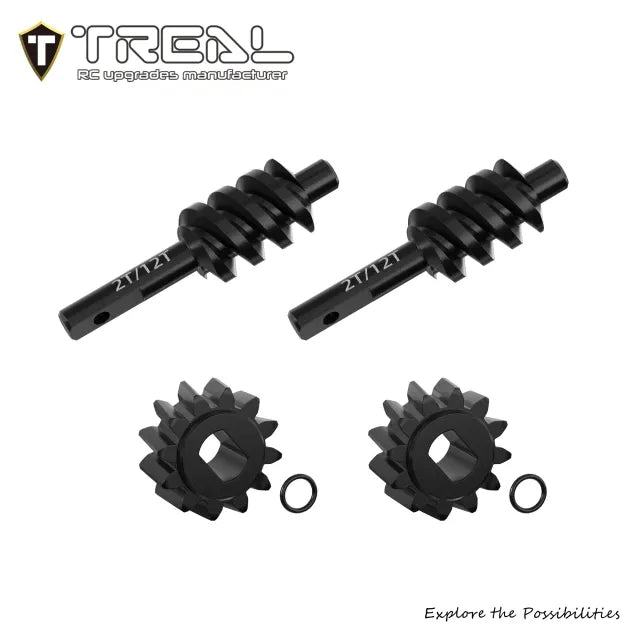 TREAL Harden Steel 2T/12T Axle Worm Gears Set for 1/30 Axial SCX30(Overdrive 33%)