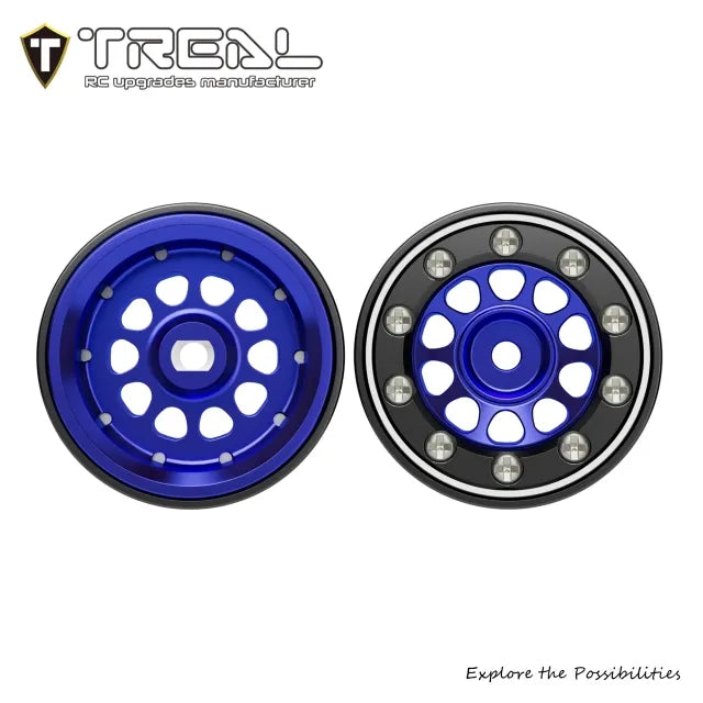 TREAL Aluminum Beadlock Wheels (4P) 0.7'' Wheel for Axial SCX30-Type E