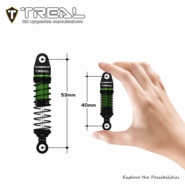 TREAL TRX4M Shocks 53MM Oil-filled Threaded Damper Upgrades Compatible with Traxxas 1/18 TRX4-M RC Crawler