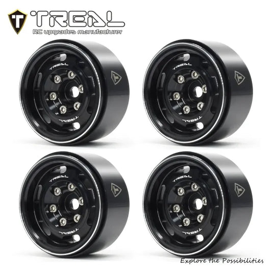 TREAL 1.55 Beadlock Wheels Vintage Wheels (4pcs) CNC Metal Wheel Upgrades for 1/10 RC Crawler Car-Type C