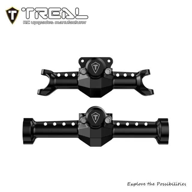 TREAL Front & Rear Axle Housings Aluminum 7075 Diamond-Style for Axial SCX30-V3