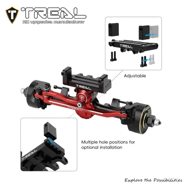 TREAL Vintage CNC 7075 Aluminum Axle Housings F/R for Axial SCX24, +5mm Widened & 55° Steering Angle Upgrade(V2)