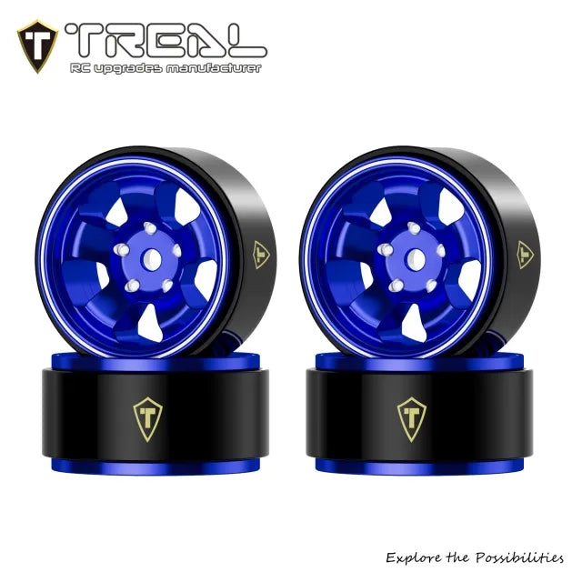 TREAL Aluminum Beadlock Wheels (4P) 5-spoke 0.7'' Wheel for Axial SCX30-Type B