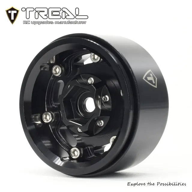 TREAL 1.55 Beadlock Wheels Vintage Wheels (4pcs) CNC Metal Wheel Upgrades for 1/10 RC Crawler Car-Type C