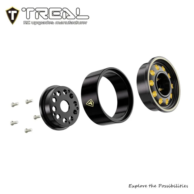 TREAL 0.7" Brass Beadlock Wheels (4Pcs) – 10-Hole Design for Axial SCX30-D