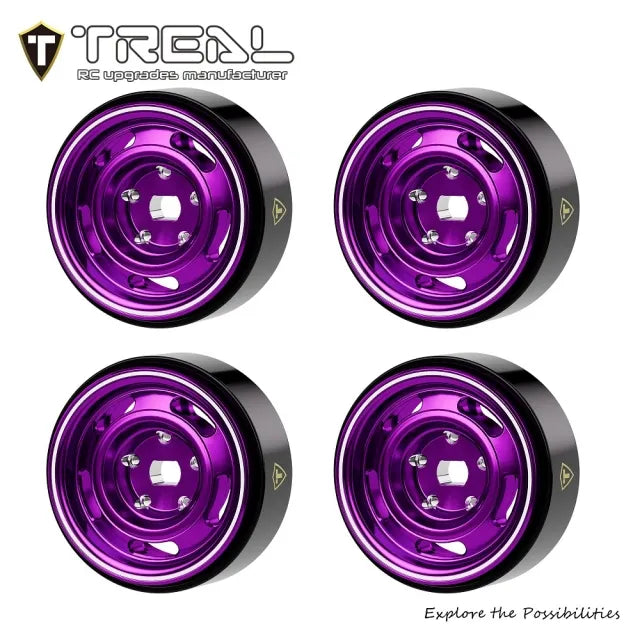 TREAL Aluminum Beadlock Wheels (4P) 0.7'' Wheel for Axial SCX30-Type A