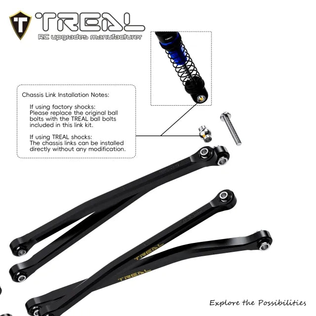 TREAL Brass High Clearance Chassis Links(8P) Set for Axial SCX30
