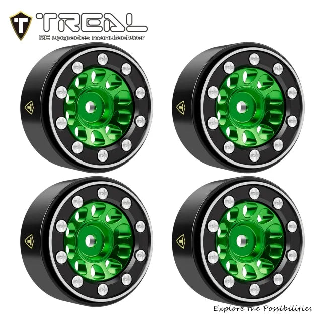 TREAL Aluminum Beadlock Wheels (4P) 0.7'' Wheel for Axial SCX30-Type E