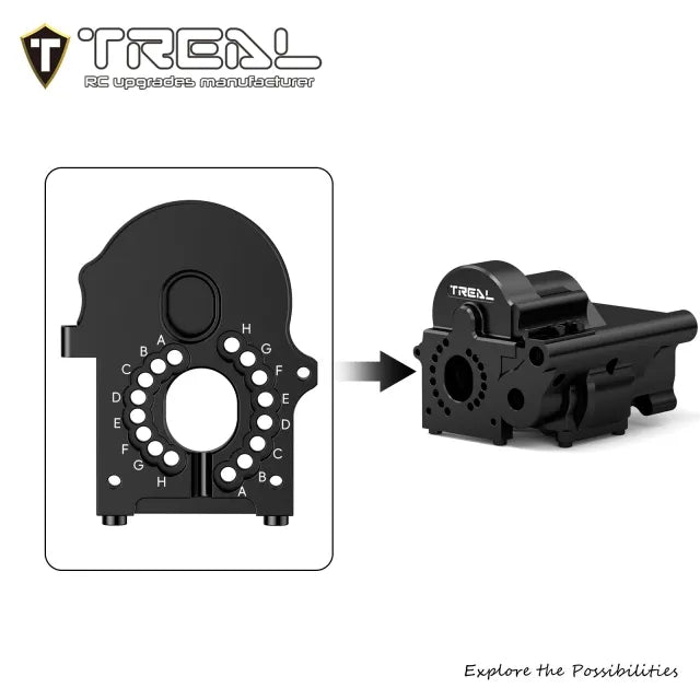 TREAL 7075 Aluminum Transmission Housing Case Set for Axial 1/8 AXP8 Gilamon