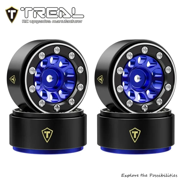TREAL Aluminum Beadlock Wheels (4P) 0.7'' Wheel for Axial SCX30-Type E