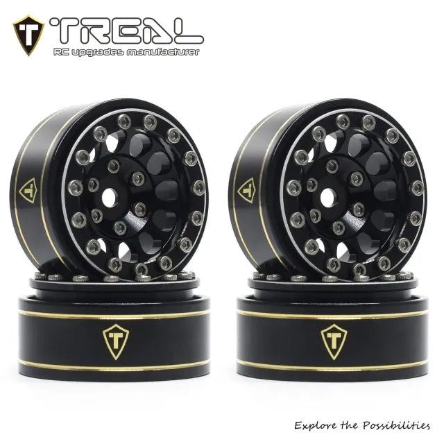 TREAL 1.0 Beadlock Wheels 12 Spokes Classic Rims (4P) for SCX24 AX24 F ...