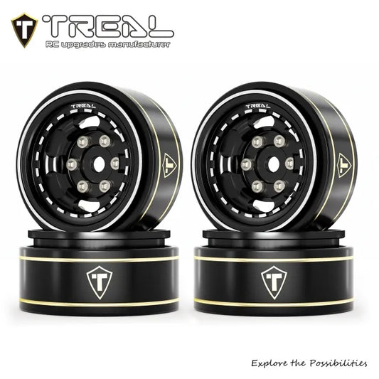 TREAL 1.0 Beadlock Wheels Aluminium Wheel Rims for SCX24 TRX4M FCX24 1/24 1/18 RC Crawler -Type H