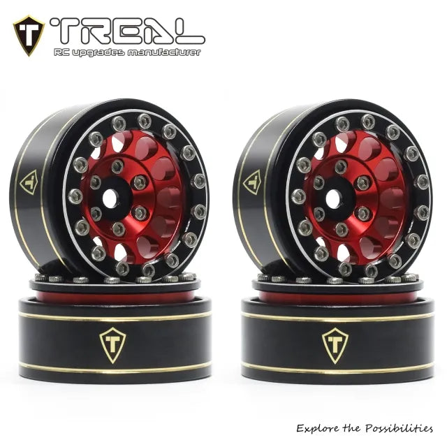 TREAL 1.0 Beadlock Wheels 12 Spokes Classic Rims (4P) for SCX24 AX24 FCX24 TRX4M 1/24 1/18 Crawler Car-Type I