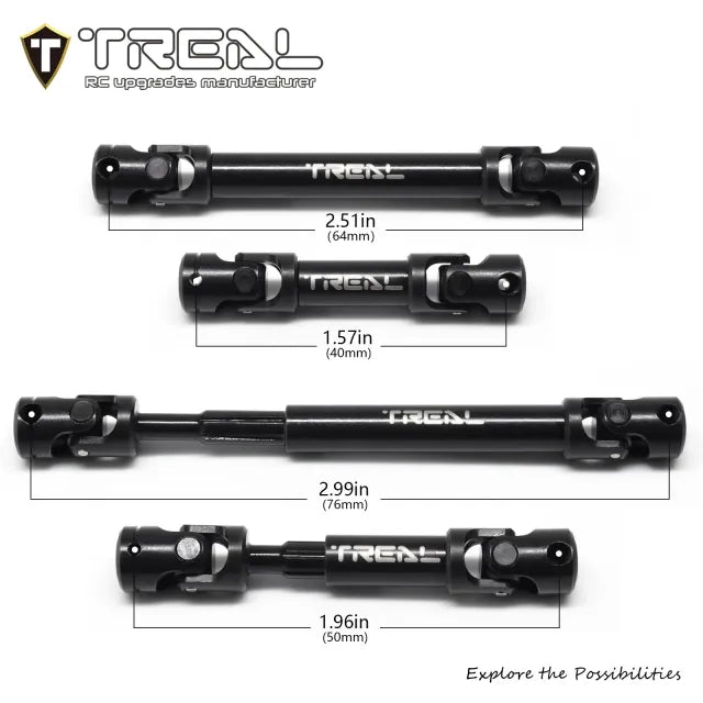 TREAL Heavy Duty Steel Center Slider Driveshaft Set (2P) for 1/18 TRX4MT K10 F150