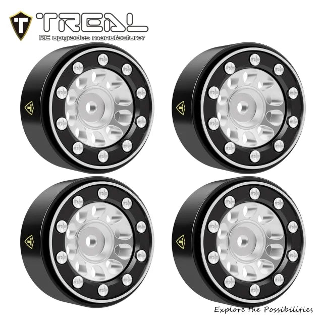 TREAL Aluminum Beadlock Wheels (4P) 0.7'' Wheel for Axial SCX30-Type E