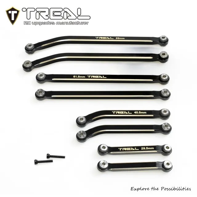 TREAL Brass High Clearance Links Set(8P) CNC Chassis Link Set for SCX24 AXI90081 Deadbolt Betty