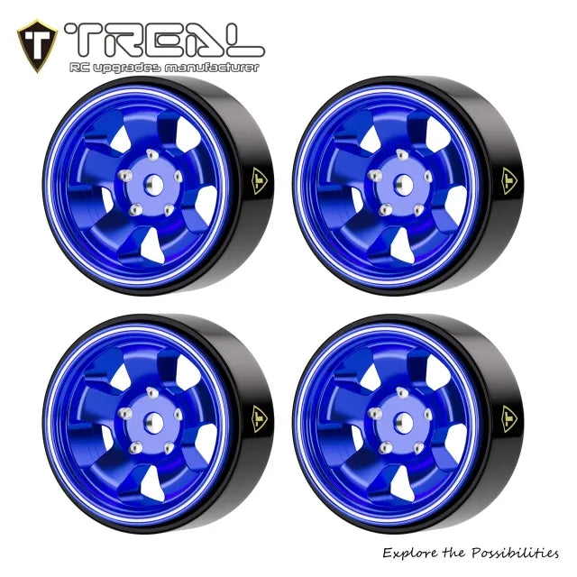 TREAL Aluminum Beadlock Wheels (4P) 5-spoke 0.7'' Wheel for Axial SCX30-Type B