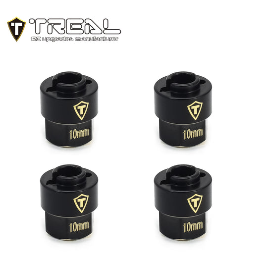 TREAL Brass Extended Wheel Hubs 7mm*10mm Hex, 3g/pc (4pcs) for 1/18 TRX4M Defender and Bronco (Black)