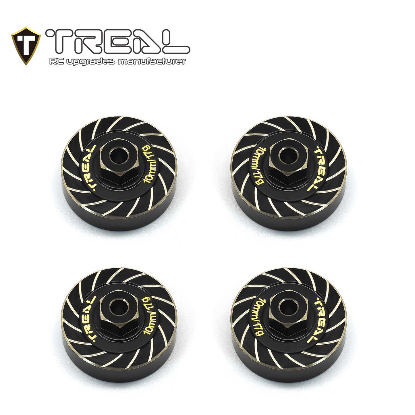 TREAL Brass Extended Wheel Hubs 7mm*10mm Hex, Axle Counter Weight 17g/pc (4pcs) Wheel Spacer for 1/18 TRX4M (Black)