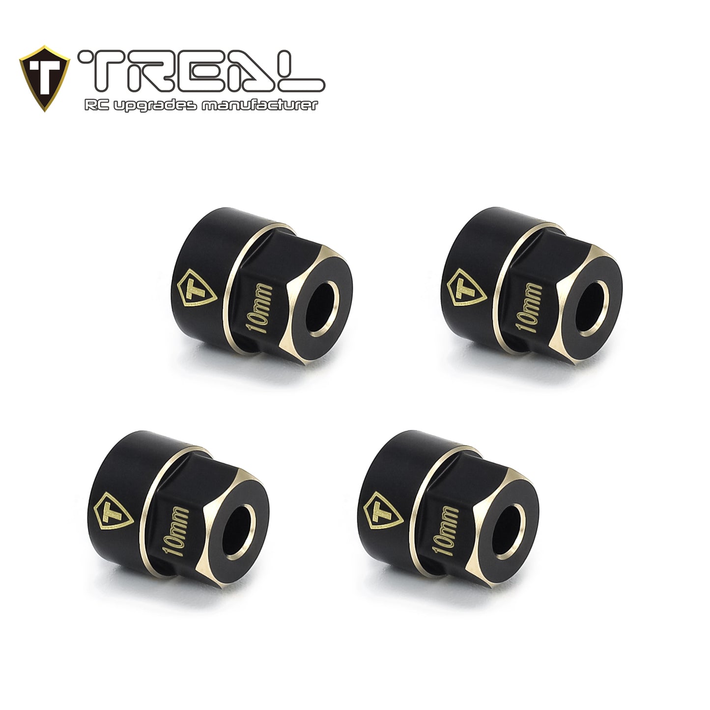 TREAL Brass Extended Wheel Hubs 7mm*10mm Hex, 3g/pc (4pcs) for 1/18 TRX4M Defender and Bronco (Black)
