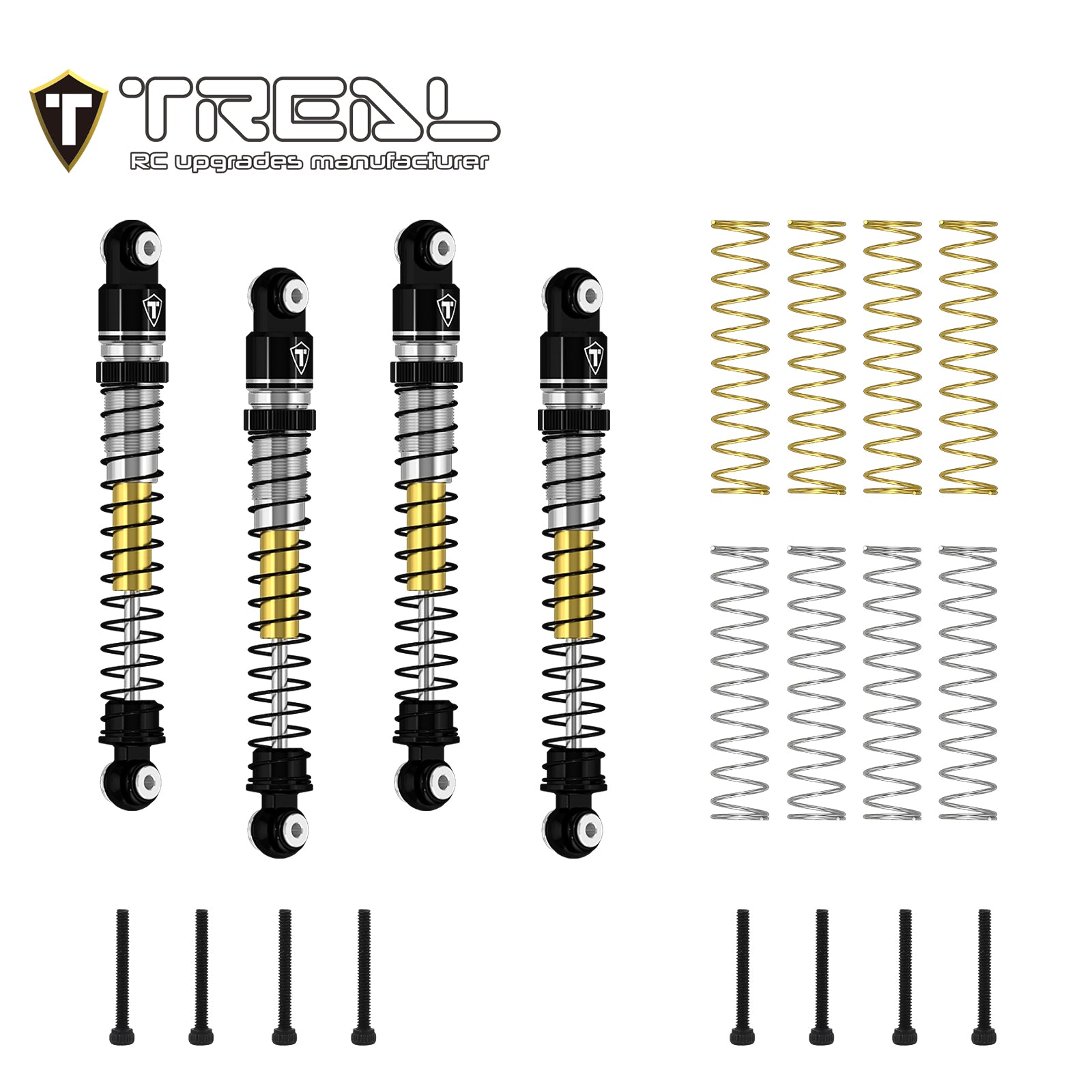 TREAL AX24 Shocks 53mm Aluminum Threaded Shock Adjustable Absorber Oil ...