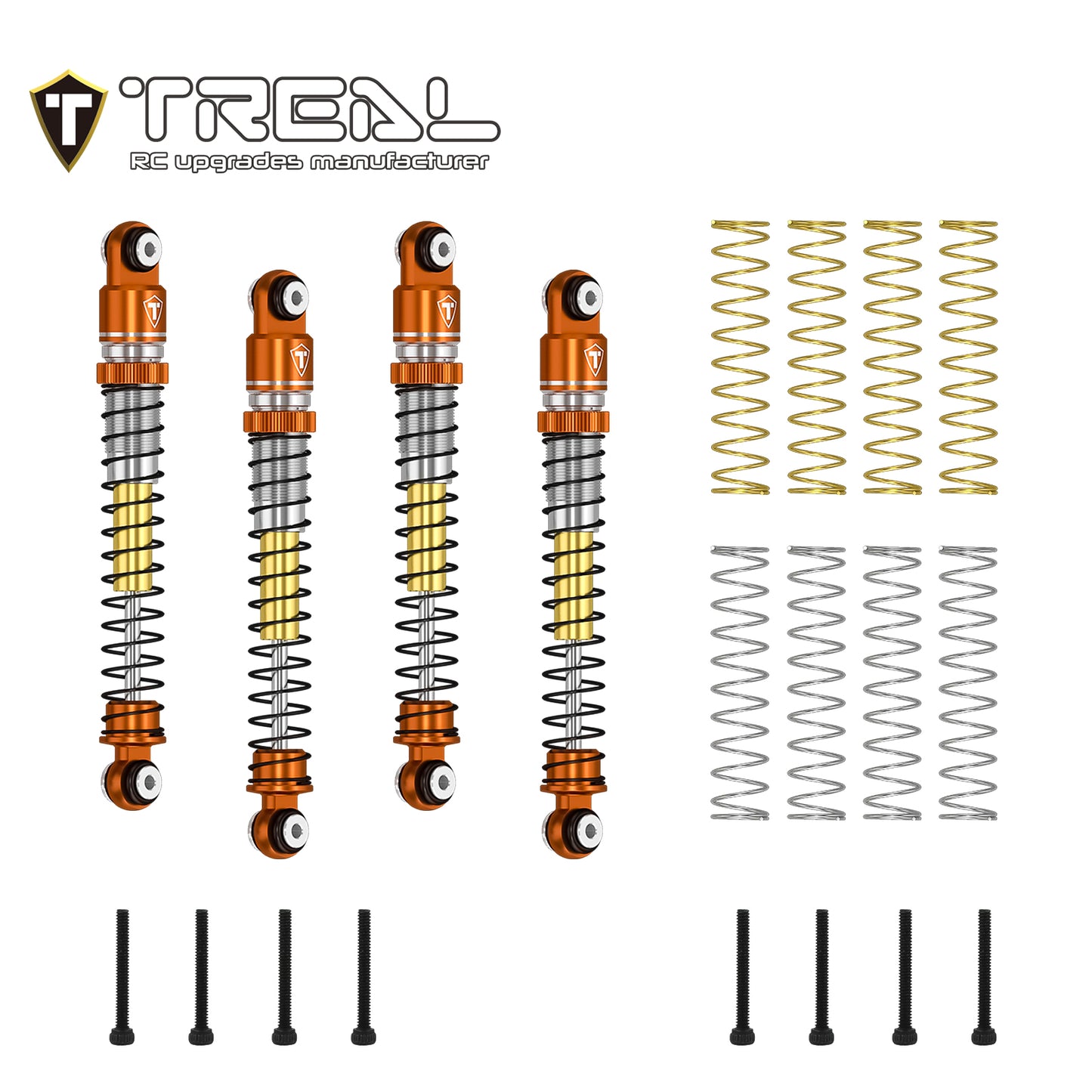 TREAL AX24 Shocks 53mm Aluminum Threaded Shock Adjustable Absorber Oil Damper compatible with 1/24 Axial AX24 XC-1 Upgrades
