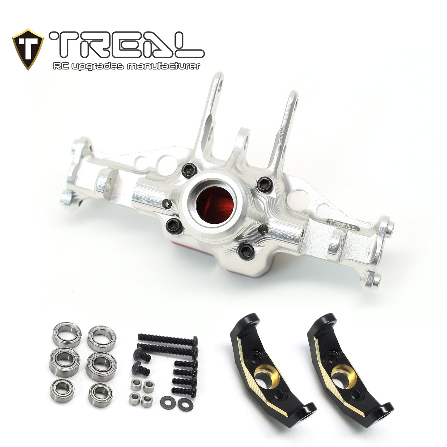 TREAL Aluminum 7075 Front Axle Housing w Brass C hubs Upgrades for 1/18 TRX4M Defender Bronco