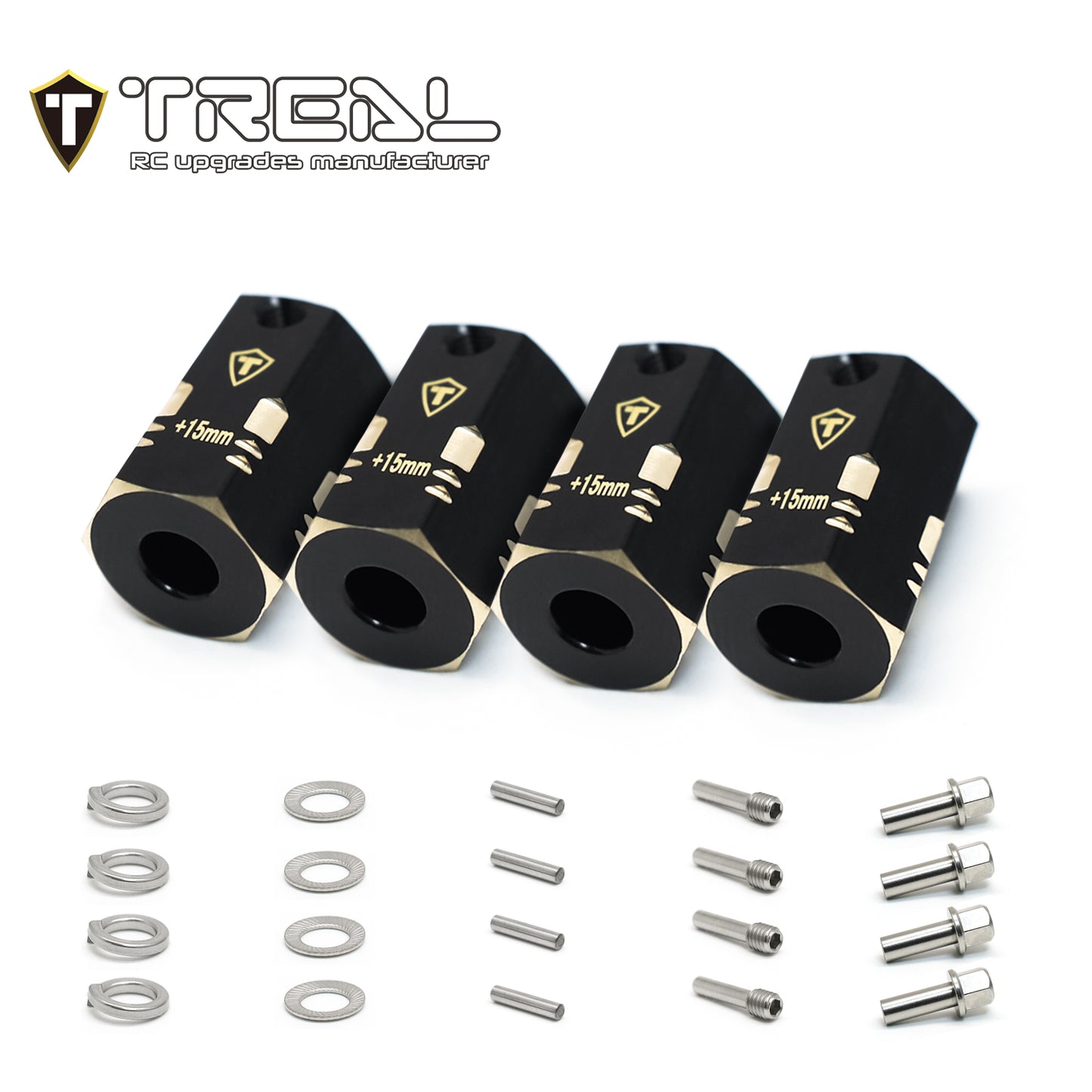 TREAL Brass 12mm Wheel Hex Adapters Extended(4pcs) for 1/10 RC Crawler Axial SCX10 III, SCX10 II ,Capra (Height:20mm)