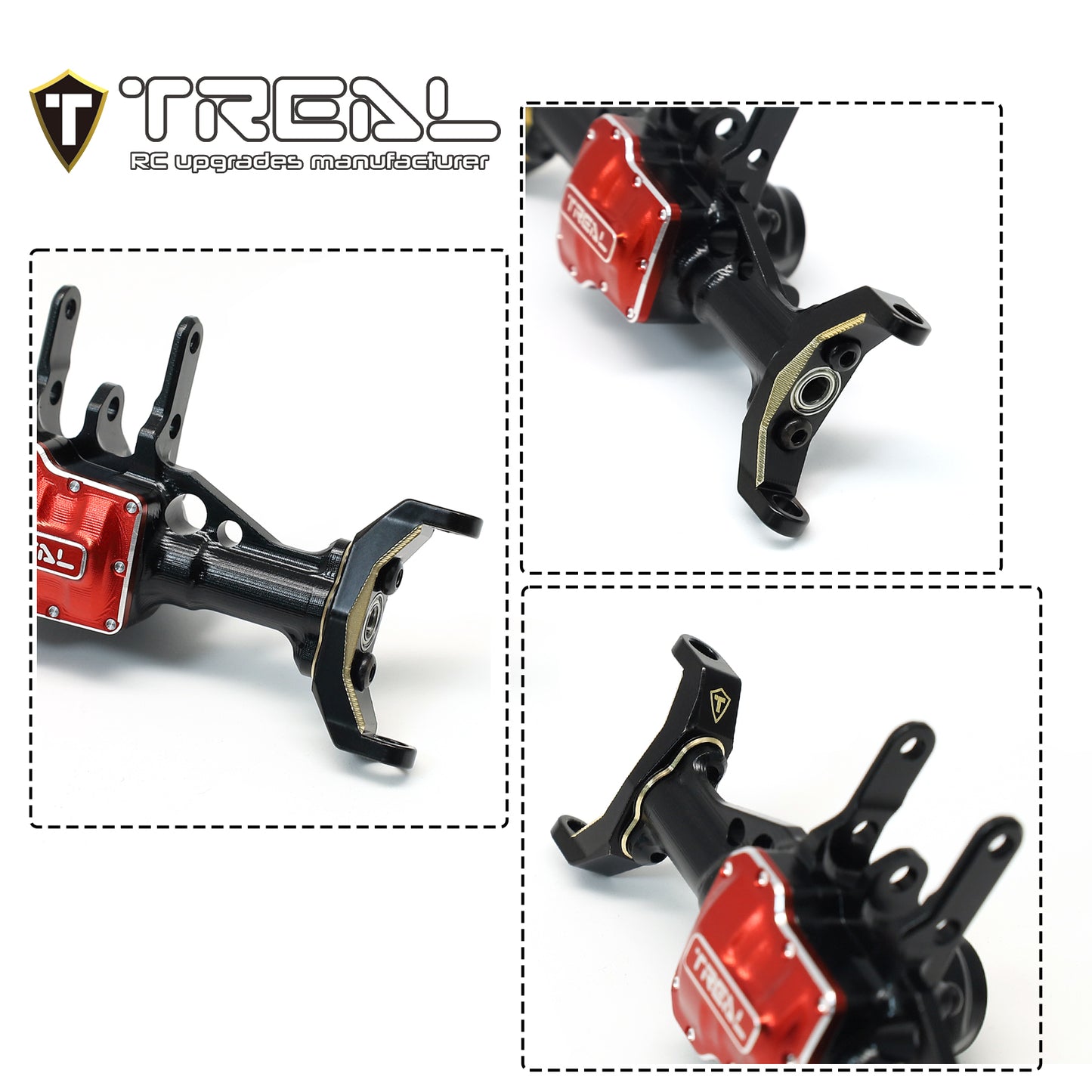TREAL Brass Front C Hubs Caster Blocks 5.2g/pc (2P) L&R Heavy Weight Upgrades for 1/18 TRX4M Defender Bronco