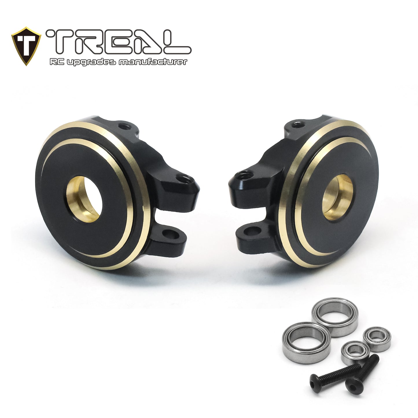 TREAL Brass Front Steering Knuckles Set 18.6g/pc (2P) L&R Heavy Weight Upgrades for 1/18 TRX4M Defender Bronco