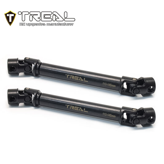 TREAL HD Center Slider Driveshafts (2) 113-145mm for Losi LMT 4WD Solid Axle Mega Truck Bog Hog/King Sling