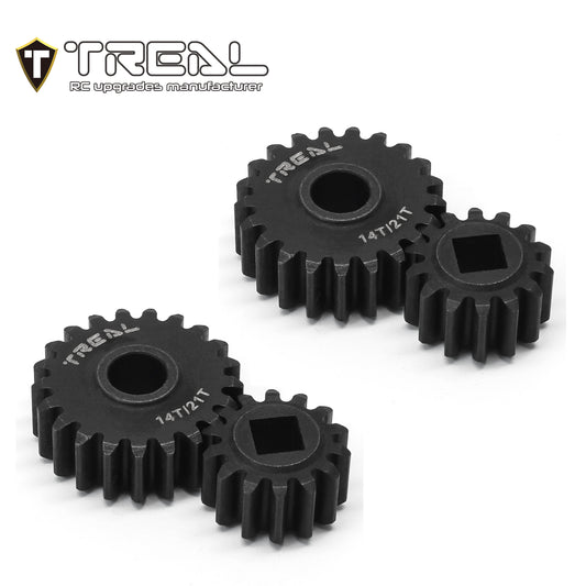 TREAL SCX10 III/Capra Overdrive Portal Gears 14T/21T Harden Steel Gears Compatible with Axial 1/10 SCX10 3 Capra