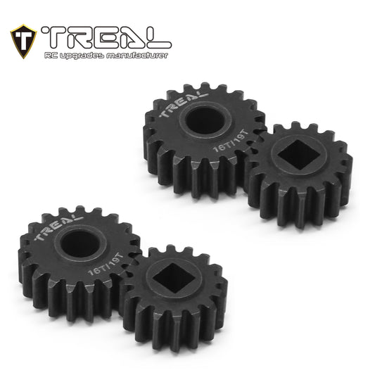 TREAL SCX10 III/Capra Overdrive Portal Gears 16T/19T Harden Steel Gears Compatible with Axial 1/10 SCX10 3 Capra