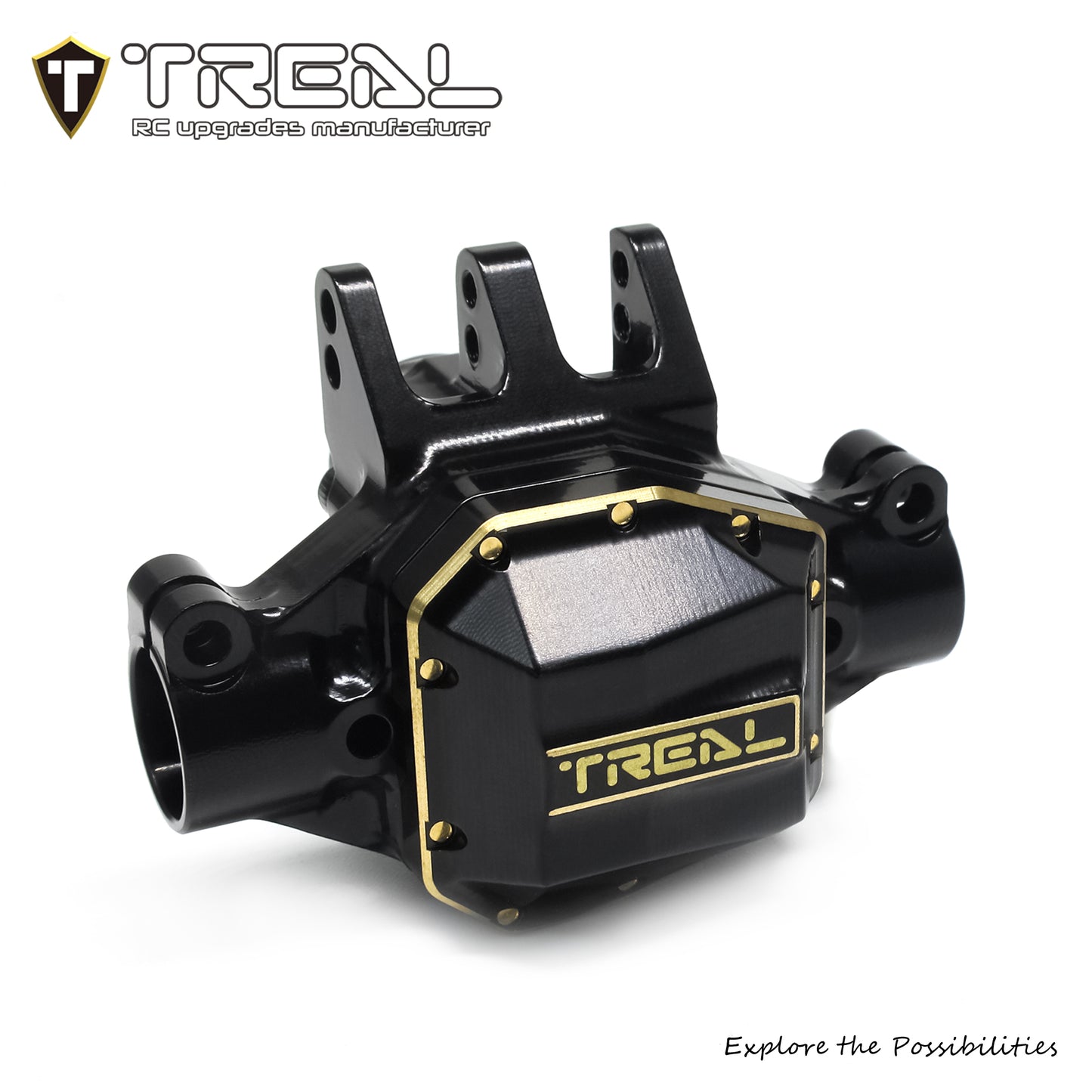 TREAL SCX10 Pro Brass Front Axle Center 3rd Member Housing w Diff Cover Heavy Weight Upgrades Compatible with Axial 1/10th SCX10 PRO Comp Kit
