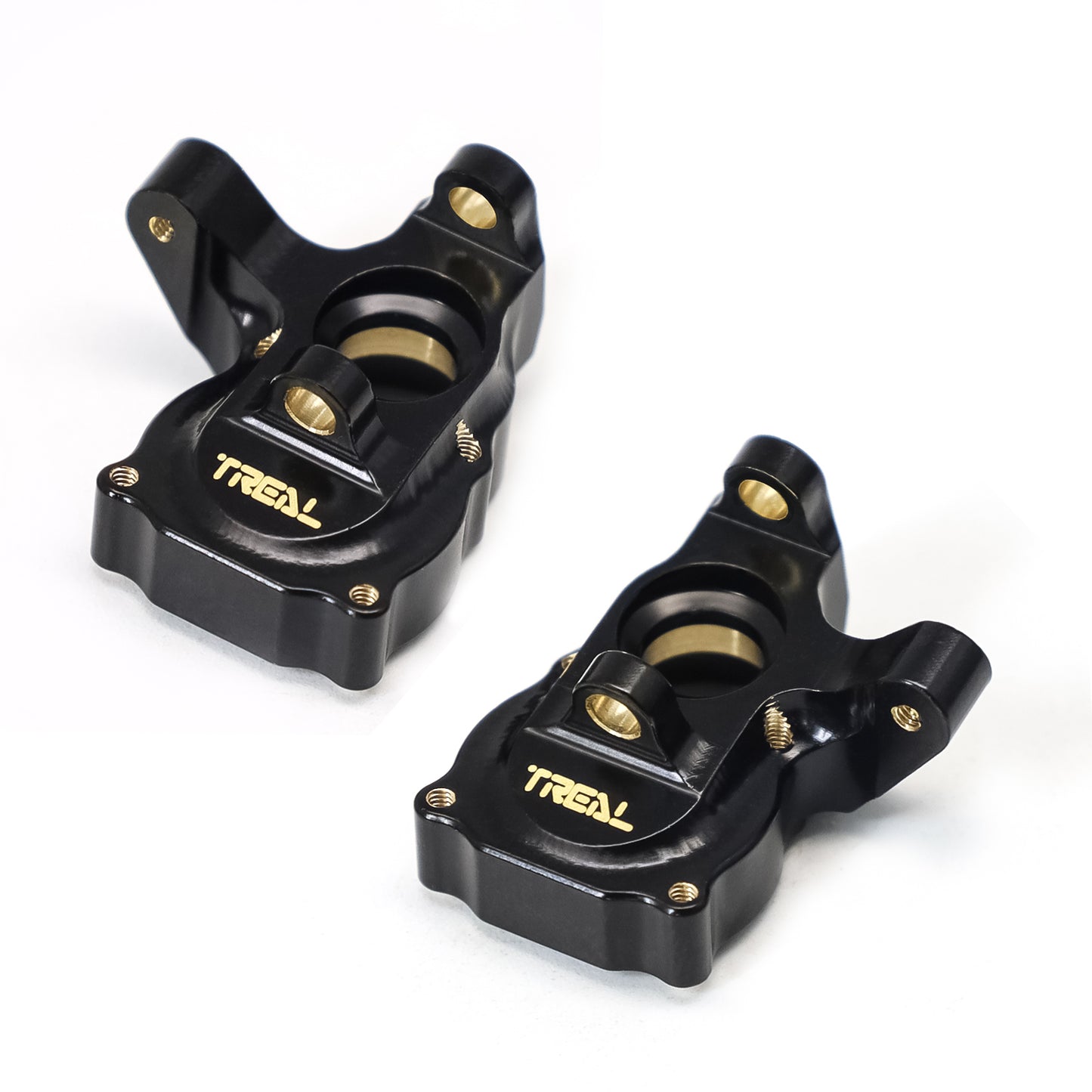 TREAL SCX24 Brass Inner Portal Covers(2P) Front Steering Knuckles 11g for Portal Axles-Black