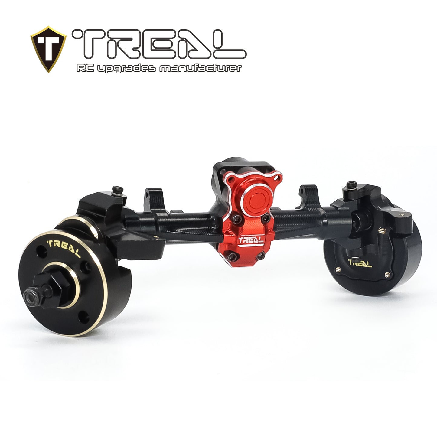 TREAL SCX24 Brass Outer Portal Covers (2P) External Drive Housing Heavy Weight 20g for Portal Axles-Black