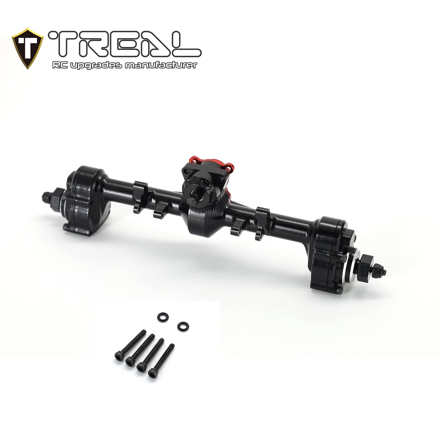 TREAL SCX24 Rear Portal Axles Complete Kit, Aluminum 7075 CNC Machined Axle Housing for Axial 1/24 SCX24