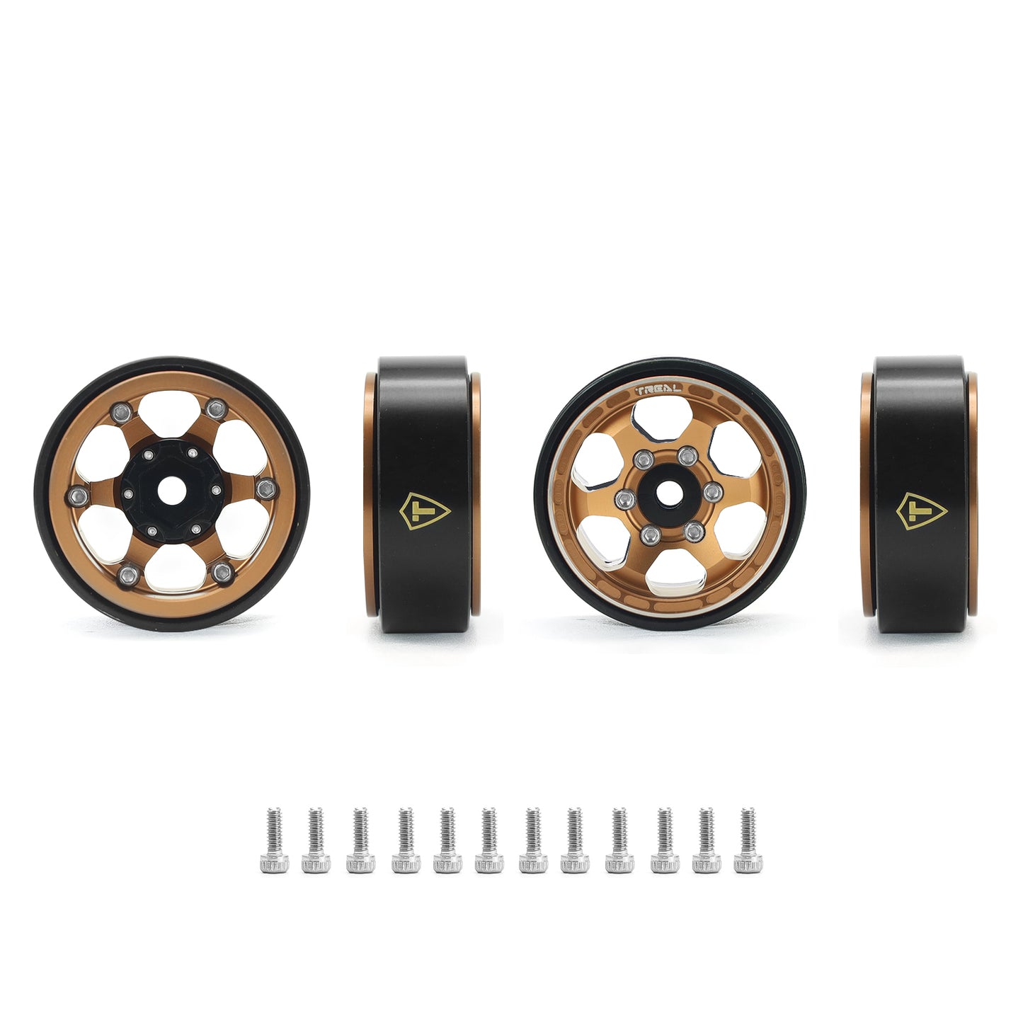 TREAL SCX24 Wheels 1.0" Beadlock Wheels (4P) Scale-Look Concave Six Spoke Rim Crawler Wheels for Axial SCX24 -Type D