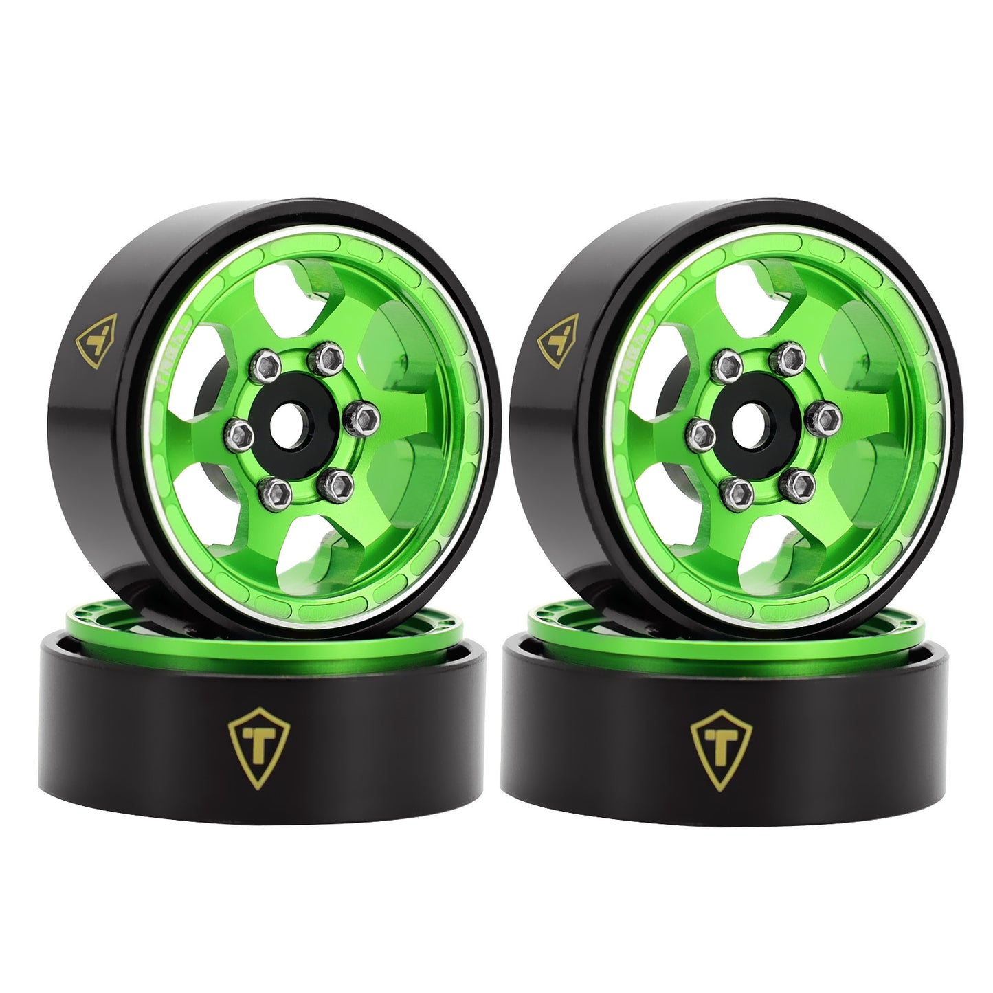 TREAL SCX24 Wheels 1.0" Beadlock Wheels (4P) Scale-Look Concave Six Spoke Rim Crawler Wheels for Axial SCX24 -Type D