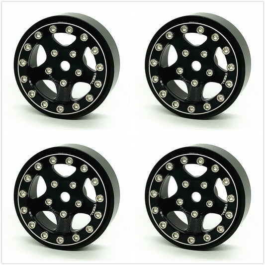 TREAL 1.0 Beadlock Wheels Rims(4P) 5-Star 7mm Hex Hubs for 1/18 TRX4M 1/24 AX24 SCX24 FCX24 RC Crawler-Type B
