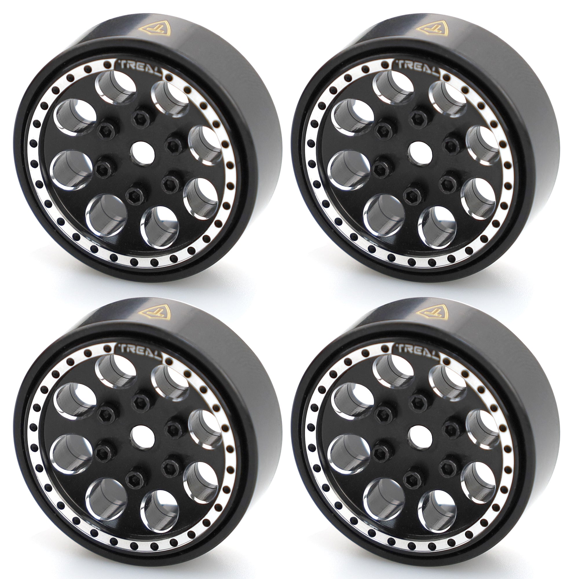 Treal 1.0 Beadlock Wheels(4P-Set) for Axial SCX24 1/24 Crawler Brass R ...